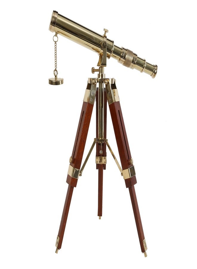 OCEAN REPLICAS Vintage Brass Telescope on Tripod Stand use Lens Antique Desktop Brass Telescope Royal Antique Golden Finish Spyglass Nautical Beautiful On Wooden Tripod Stand - Image 2